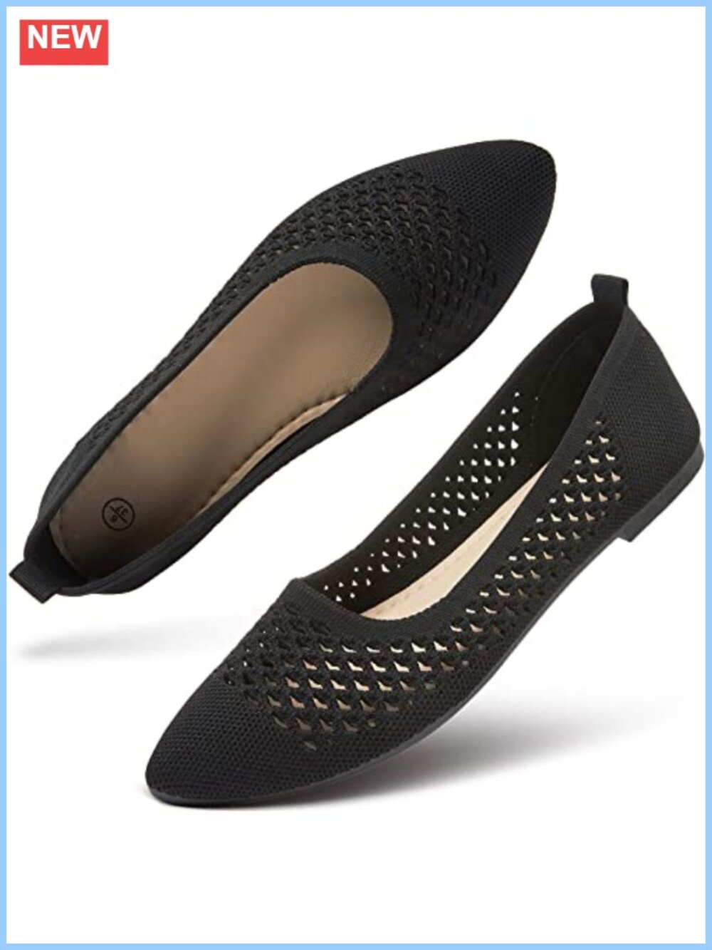 Women's Mesh Ballet Flats Memory Foam Pointed Toe Slip-On Dress Shoes